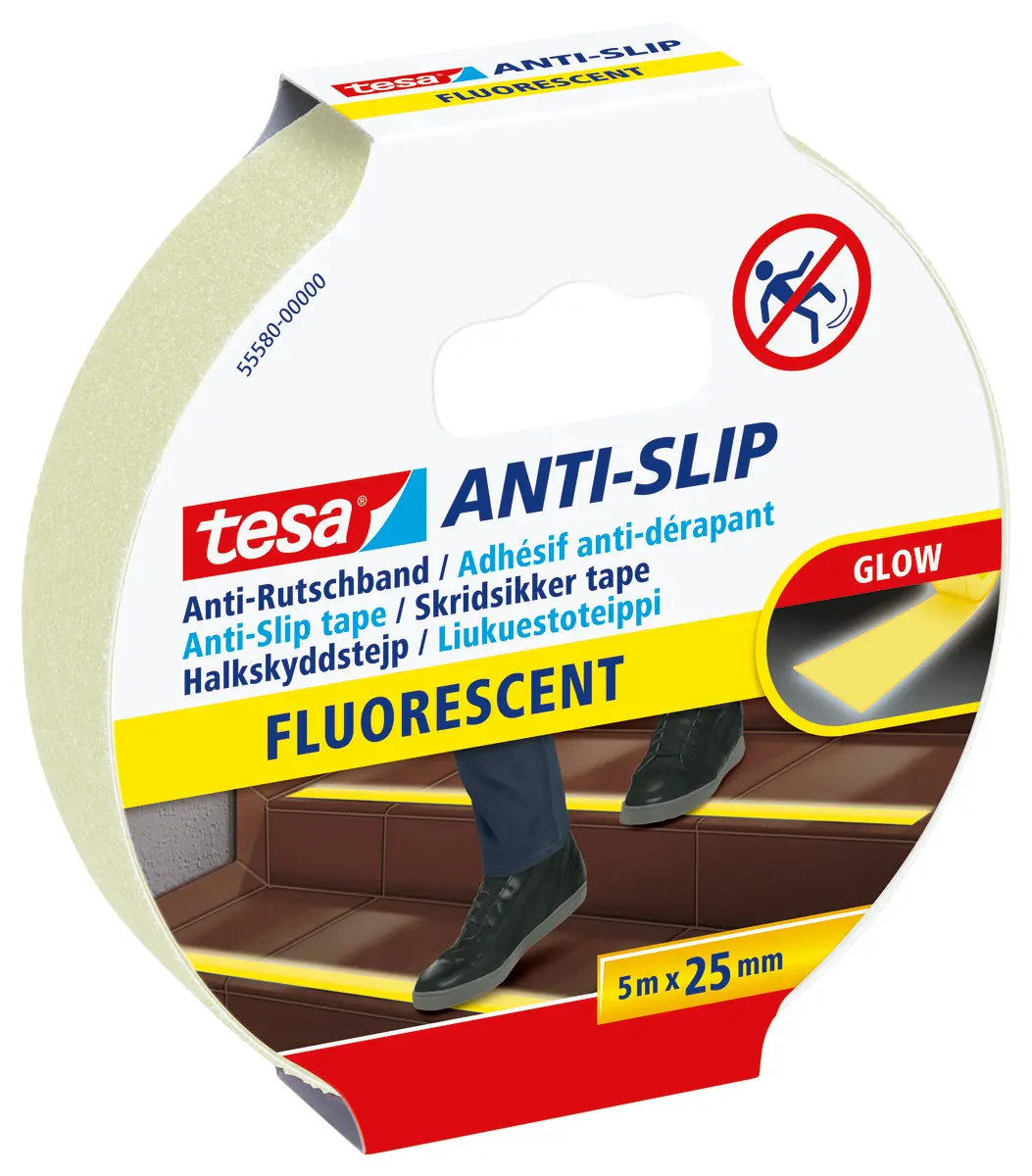 Tesa Polyvinylchloridfolie Sicherheitsband Schwarz Typ Rutschhemmendes Band, Stärke 1365 μm, 25 mm x 5 m