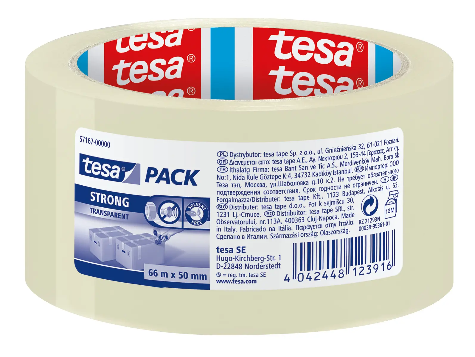 Produktfoto 1 von Tesa TESAPACK Packband, Polypropylen, Klar, Stärke 65 μm, 50 mm x 66 mm
