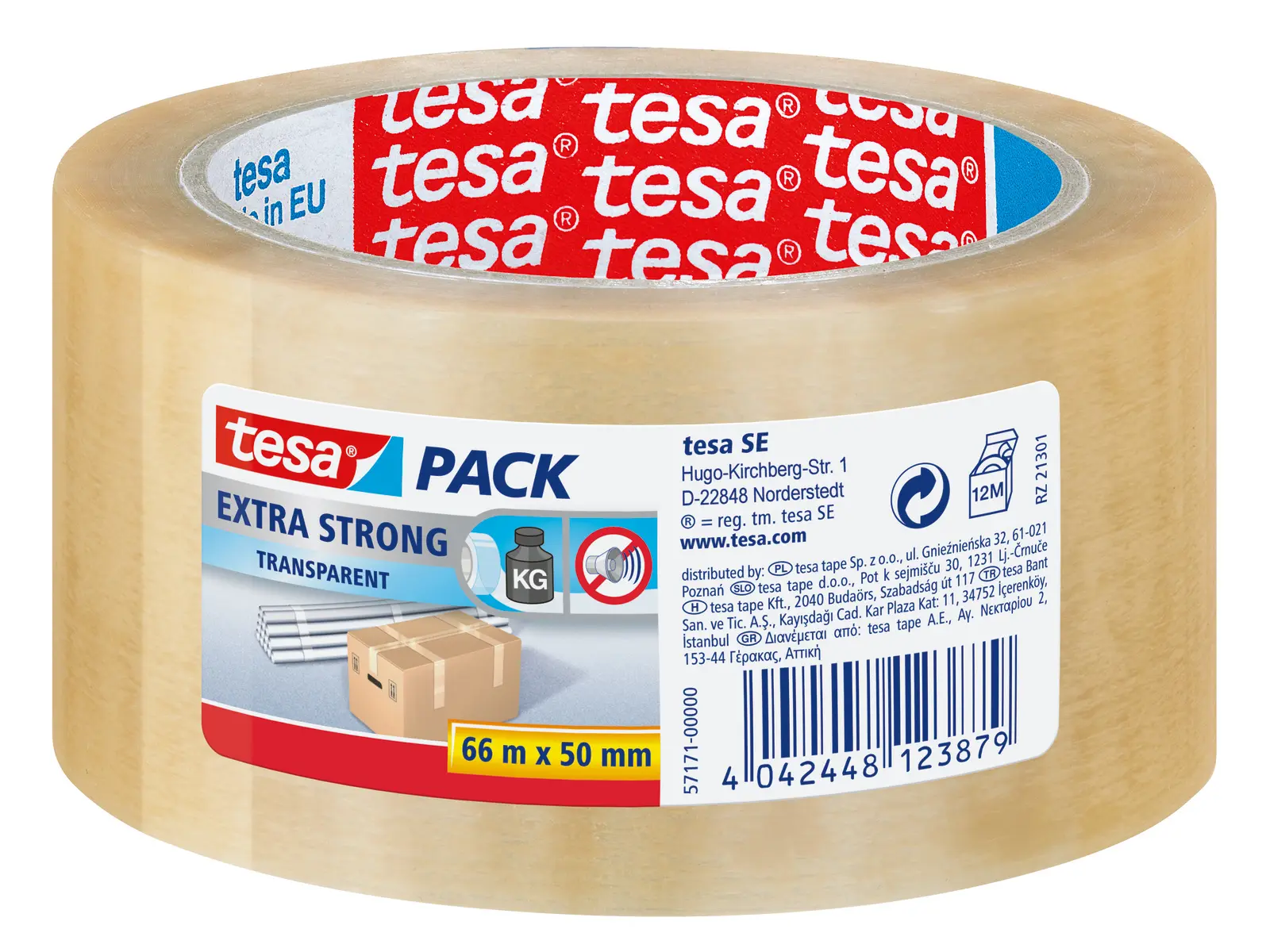 Produktfoto 1 von Tesa TESAPACK Packband, Naturkautschuk, Klar, Stärke 65 μm, 50 mm x 66 mm