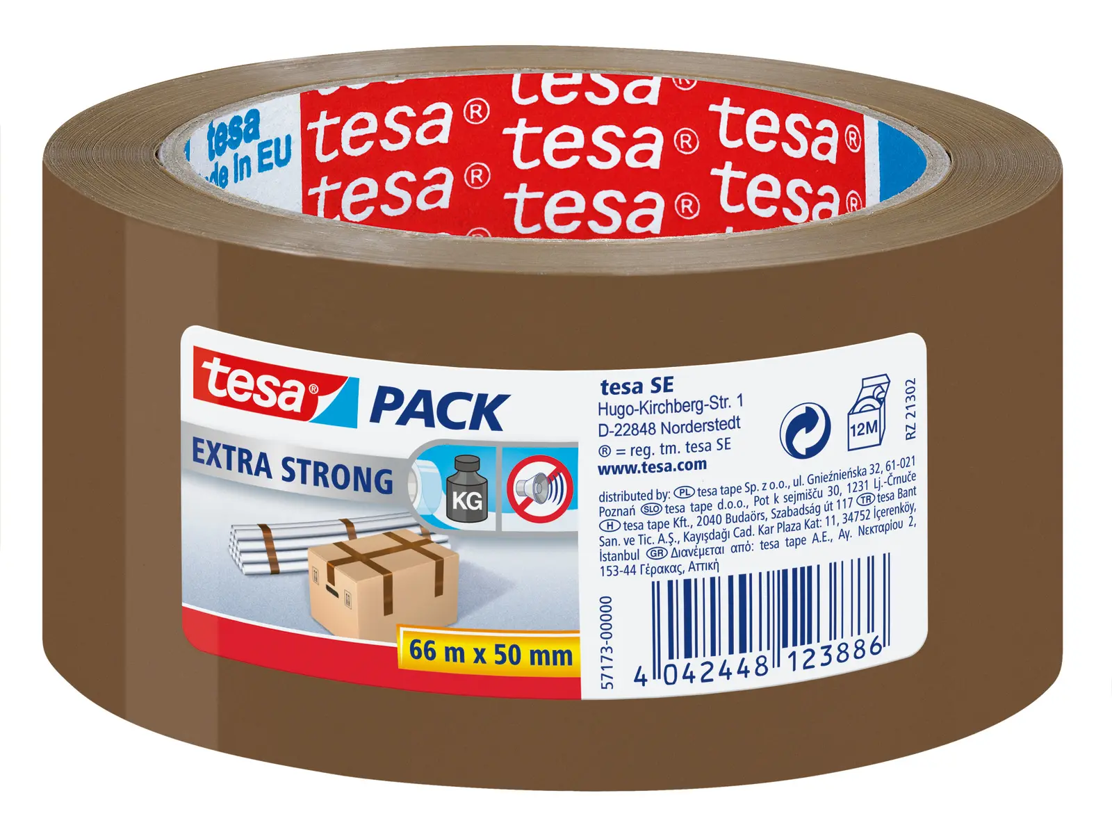 Produktfoto 1 von Tesa BNR 57173 Packband, Polyvinylchloridfolie, Braun, Stärke 49 μm, 50 mm x 66 mm