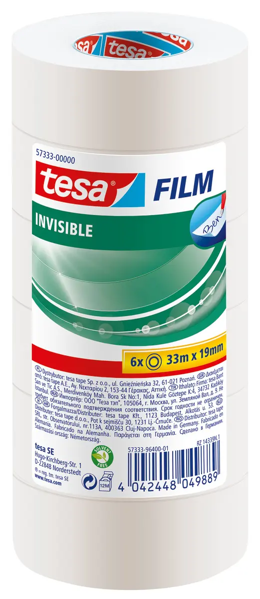 Produktfoto 1 von Tesa Büroband Klar, 19 mm x 33 m, Tesafilm Invisible