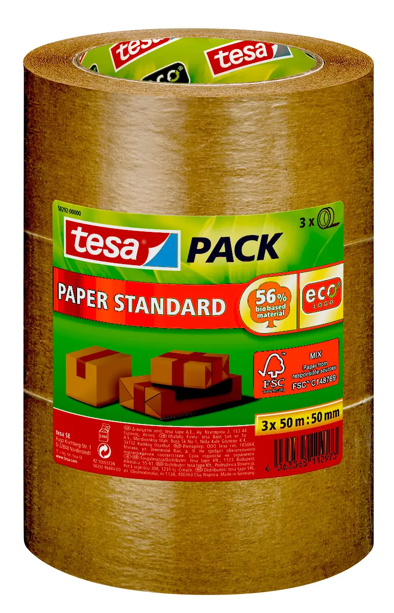 Produktfoto 1 von Tesa TESAPACK Packband, Polypropylen, Braun, Stärke 50 mm, 50 mm x 50 mm