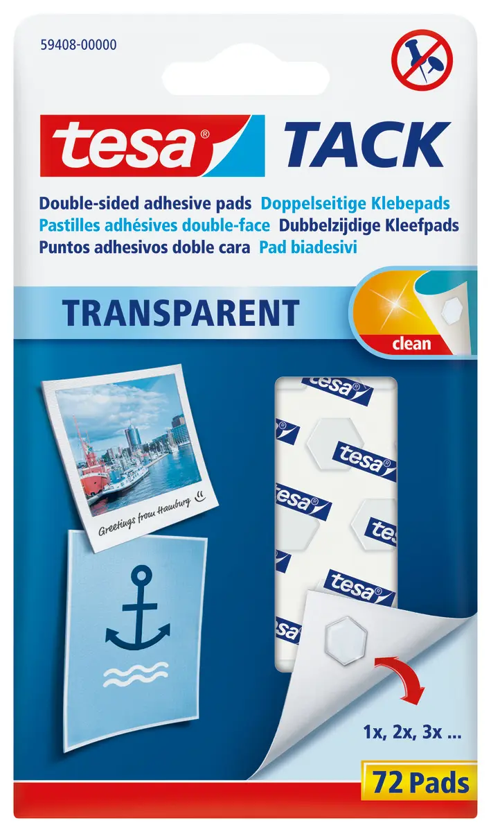 Produktfoto 1 von Tesa 59408 Doppelseitiges Klebeband, transparent, 10mm x 10mm