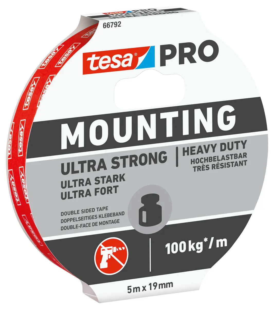 Produktfoto 1 von Tesa 66792 Doppelseitiges Klebeband, Weiß, Stärke 0.001mm, 19mm x 5m