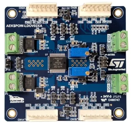 Produktfoto 1 von STMicroelectronics Dual-Linearspannungsregler-Evaluierungsboard in Automobilqualität mit konfigurierbarer