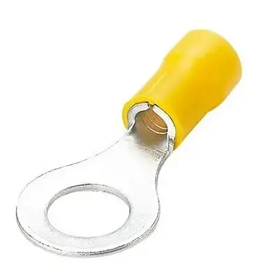 Produktfoto 1 von RS PRO Ringkabelschuh, Isoliert 12 AWG, Vinyl, Gelb, 10 AWG max.AWG, aussen ø 15 mm, innen ø 10.5 mm, M10