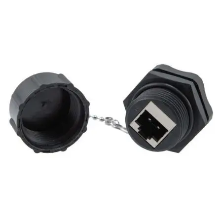 Produktfoto 1 von L-Com, WBR Ethernet-Verbinder, RJ45, Cat6a, 2 -Port, Typ Messing vernickelt, Typ Kupplung