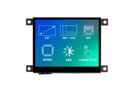 Produktfoto 1 von Riverdi TFT-LCD-Anzeige 3.5 Zoll QSPI, SPI Touchscreen Kapazitiv, 320 x 240 Pixel, 70.08 x 52.56 mm LED