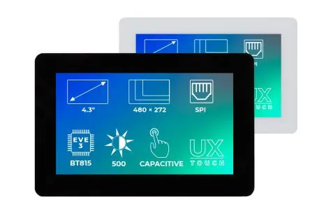 Produktfoto 1 von Riverdi TFT-LCD-Anzeige 4.3 Zoll SPI, QSPI Touchscreen Kapazitiv, 480 x 272 Pixel, 95.04 x 53.86 mm LED