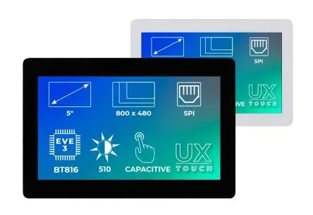 Produktfoto 1 von Riverdi TFT-LCD-Anzeige 5 Zoll QSPI, SPI Touchscreen Kapazitiv, 800 x 480 Pixel, 108 x 64.8 mm LED