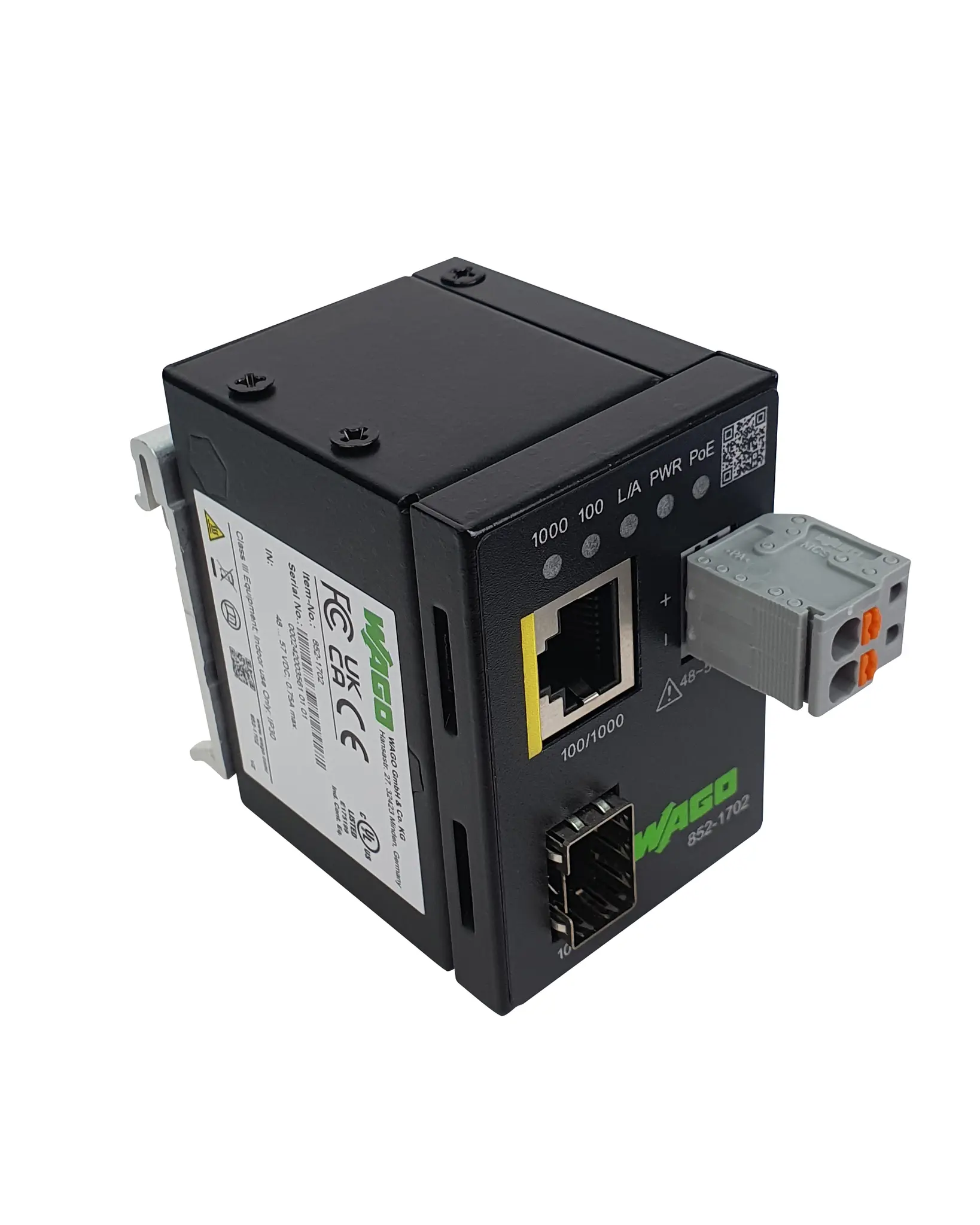 Produktfoto 1 von WAGO Ethernet-Medienkonverter 100/1000Mbit/s, Multi-Modus 80km, Anschluss: RJ45, SFP