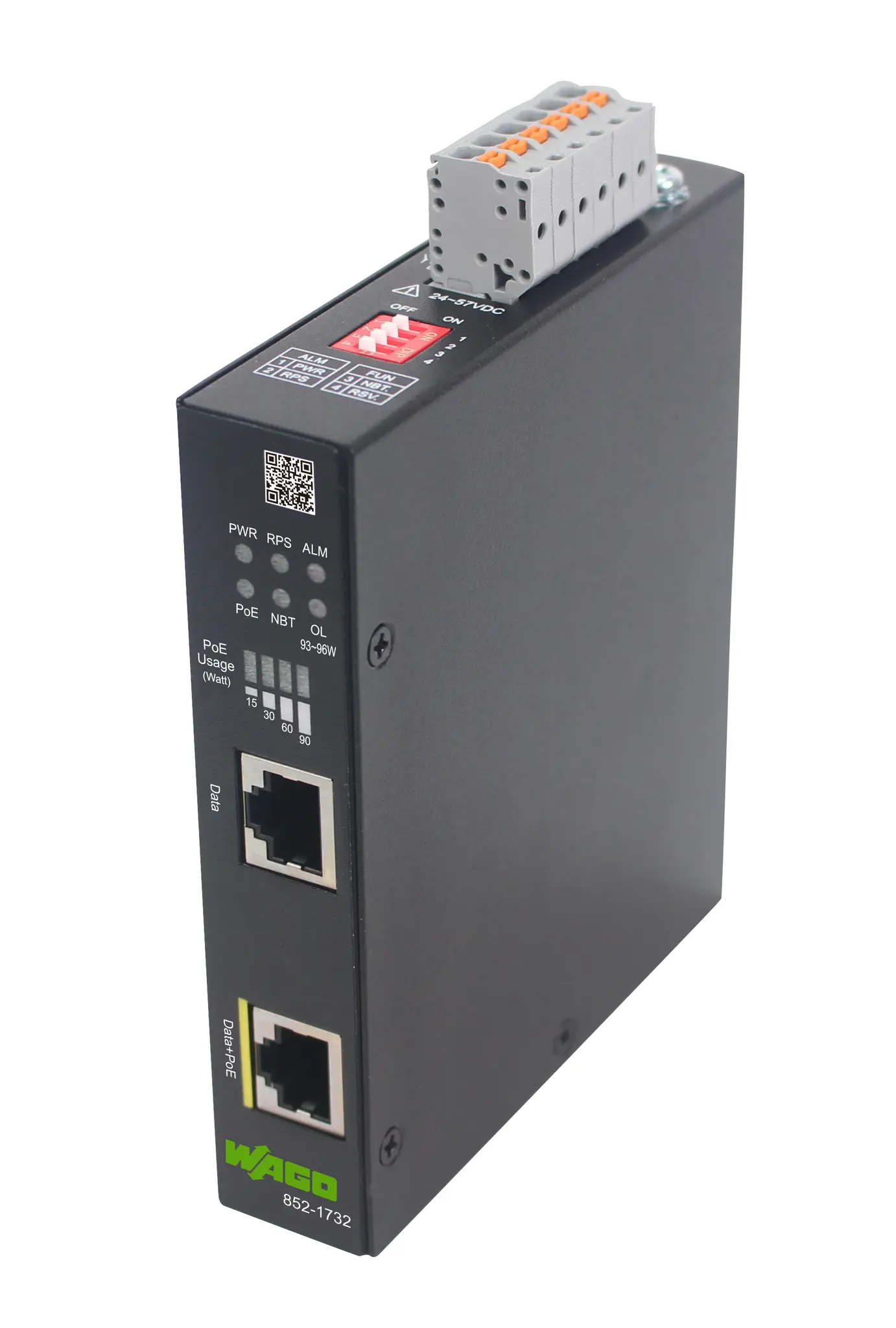 Produktfoto 1 von WAGO PoE Injektor 24 → 57V dc Input, 5A 2 Port 120W