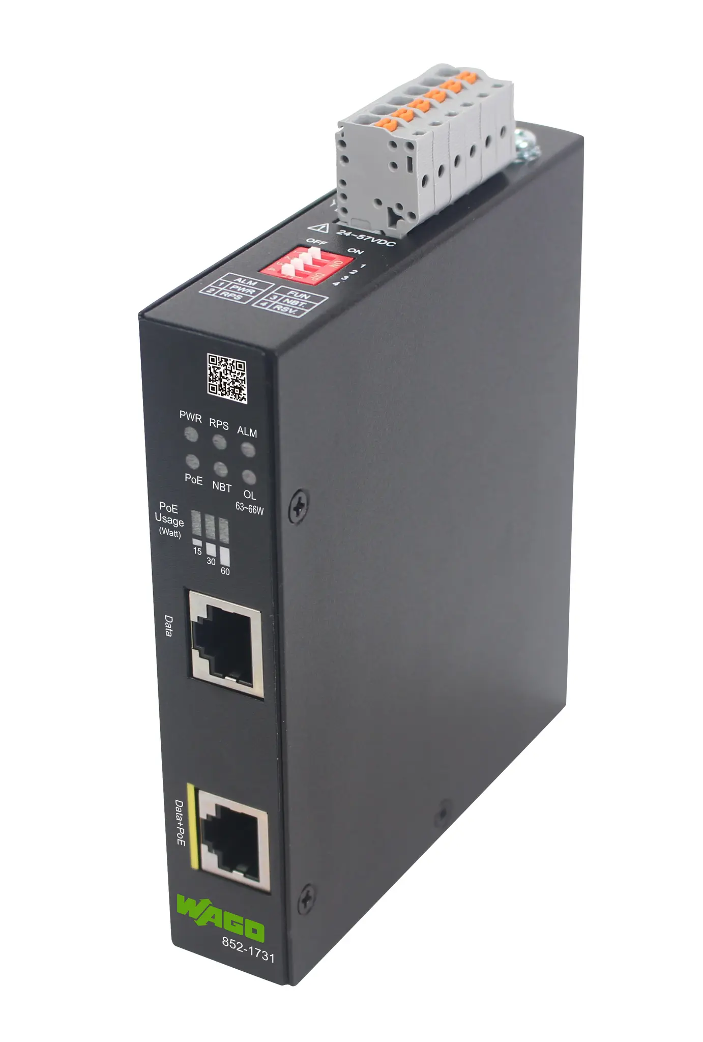 Produktfoto 1 von WAGO PoE Injektor 24 → 57V dc Input, 4A 2 Port 90W