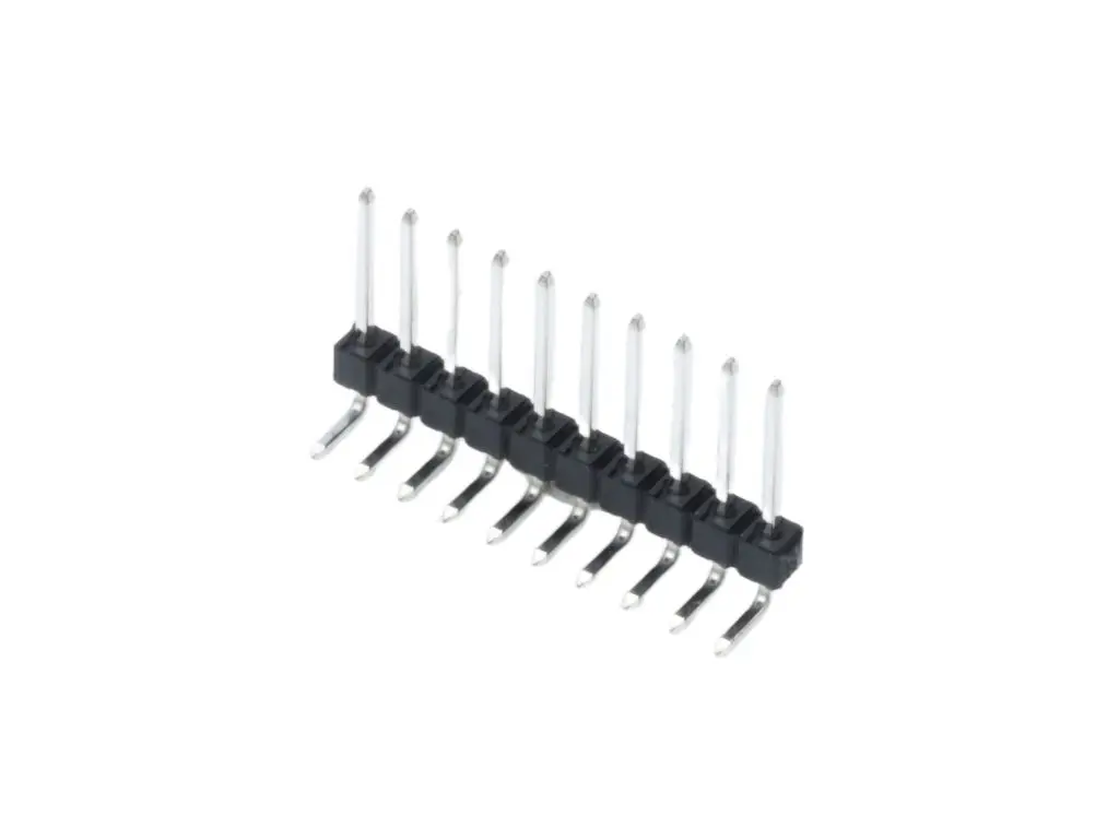 Produktfoto 1 von Molex 42377 Leiterplattenleiste gewinkelt, 10-polig / 1-reihig, Raster 2.54 mm Raster Oberfläche, Ummantelt