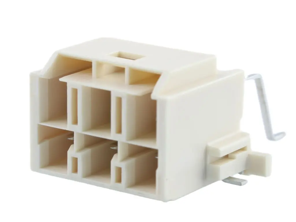 Produktfoto 1 von Molex 203555 Leiterplattenleiste gewinkelt, 6-polig / 2-reihig, Raster 6.5 mm Raster Oberfläche, Ummantelt