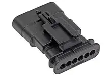 Produktfoto 1 von Molex 34899 Steckverbindergehäuse, Kabel, Steckverbindergehäuse, Crimpbefestigung, Stecker, 6-polig, Schwarz / 1-reihig