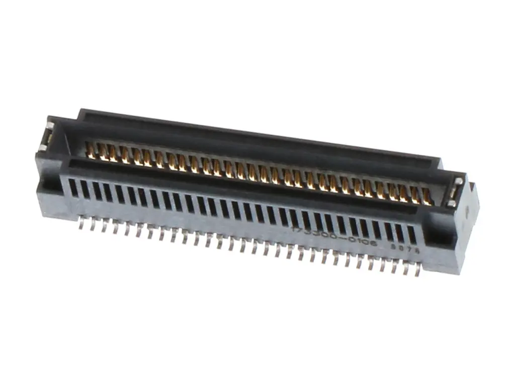 Produktfoto 1 von Molex Serie 1733 Kantensteckverbinder Buchse, 0.8 mm, 60-polig, Vertikal, Kante SMD