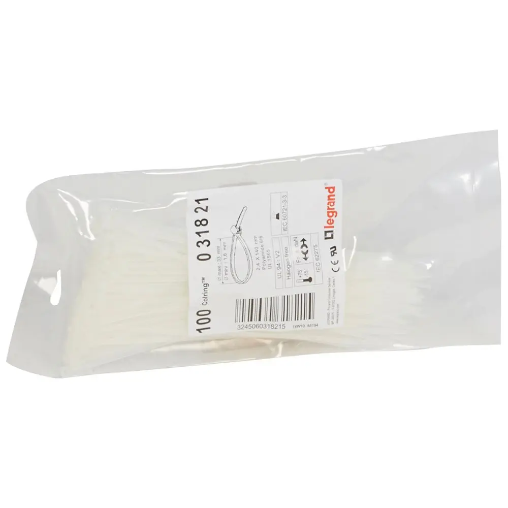 Legrand Kunststoff Kabelbinder Kabelbinder Weiß 2.4 mm x 140 mm