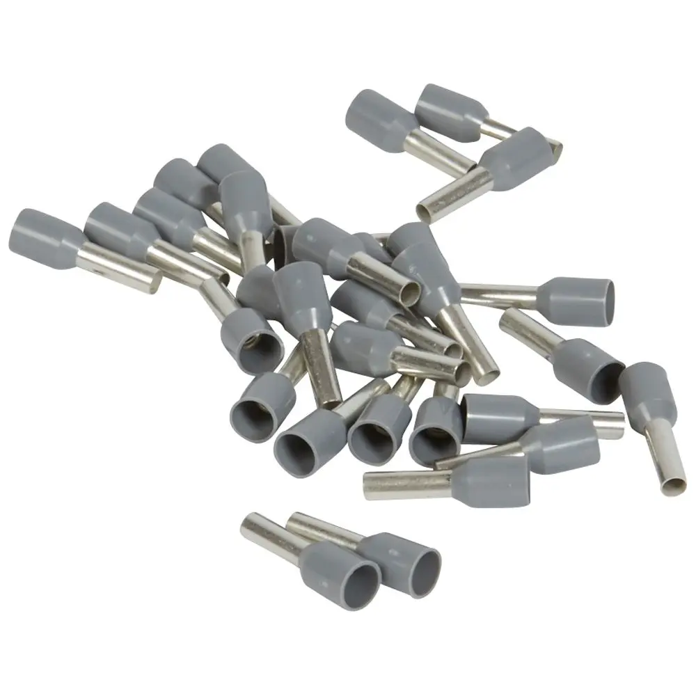 Produktfoto 1 von Legrand 0377 Aderendhülse, Stift ø 2.6 mm, Grau, Polypropylen, 8 mm, Isoliert