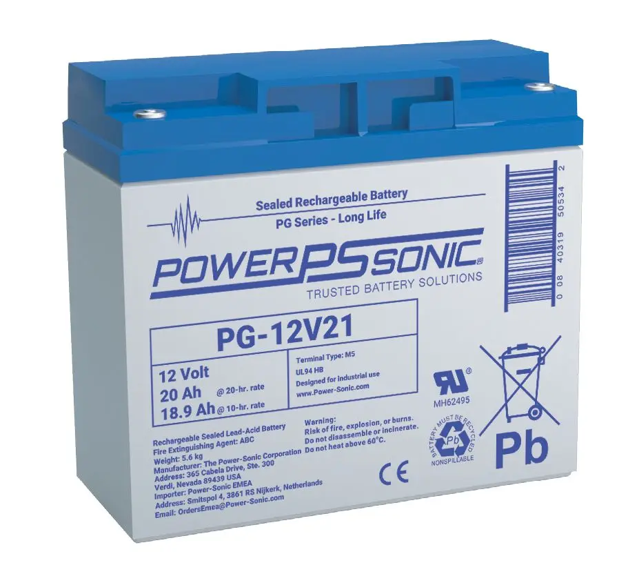 Produktfoto 1 von Power Sonic Abgedichteter Bleiakku, 12V / 20Ah, M5-Anschluss
