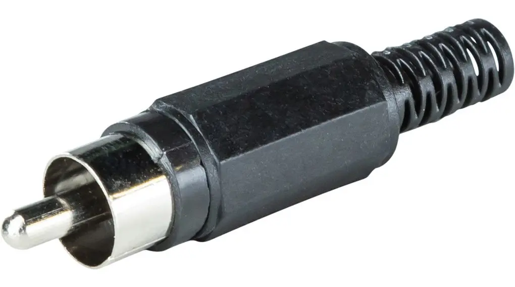 Produktfoto 1 von RND Gerade Schwarz Cinchstecker, Nickel, 5 V, Kabel 500mA