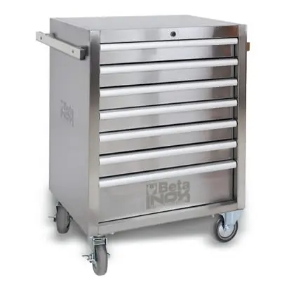 Produktfoto 1 von BETA Edelstahl Werkzeugkisten und Werkzeugschränke 7 Schubladen mit Rädern, 935 mm x 680mm x 935 mm