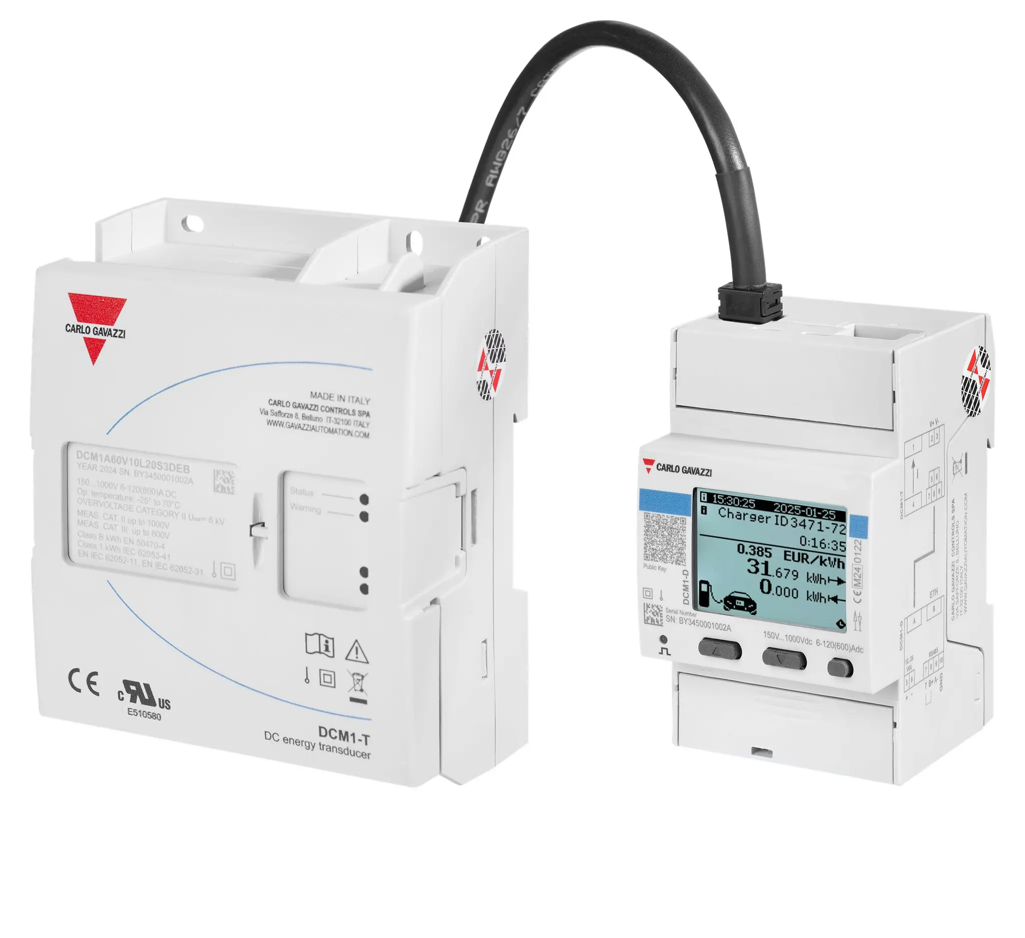 Produktfoto 1 von Carlo Gavazzi DCM1 Energiemessgerät LCD 115 mm Kalibriert x 58 mm Energiemessgerät, 10-stellig / 3-phasig 2 Eing.