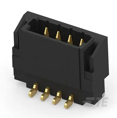 Produktfoto 1 von TE Connectivity 2483 Leiterplattenleiste Vertikal, 4-polig / 1-reihig, Raster 0.8 mm Raster Oberfläche, Kabel-Platine,
