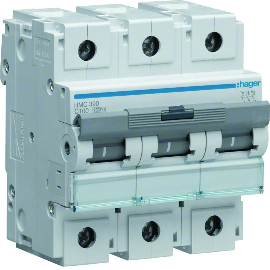 Produktfoto 1 von Hager HMC Miniaturüberlastschalter Typ C, Pol 3-polig 100 A 415 V ac, Abschaltvermögen 15 kA