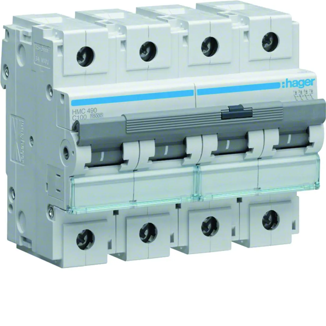 Produktfoto 1 von Hager HMC Miniaturüberlastschalter Typ C, Pol 4-polig 100 A 415 V ac, Abschaltvermögen 15 kA