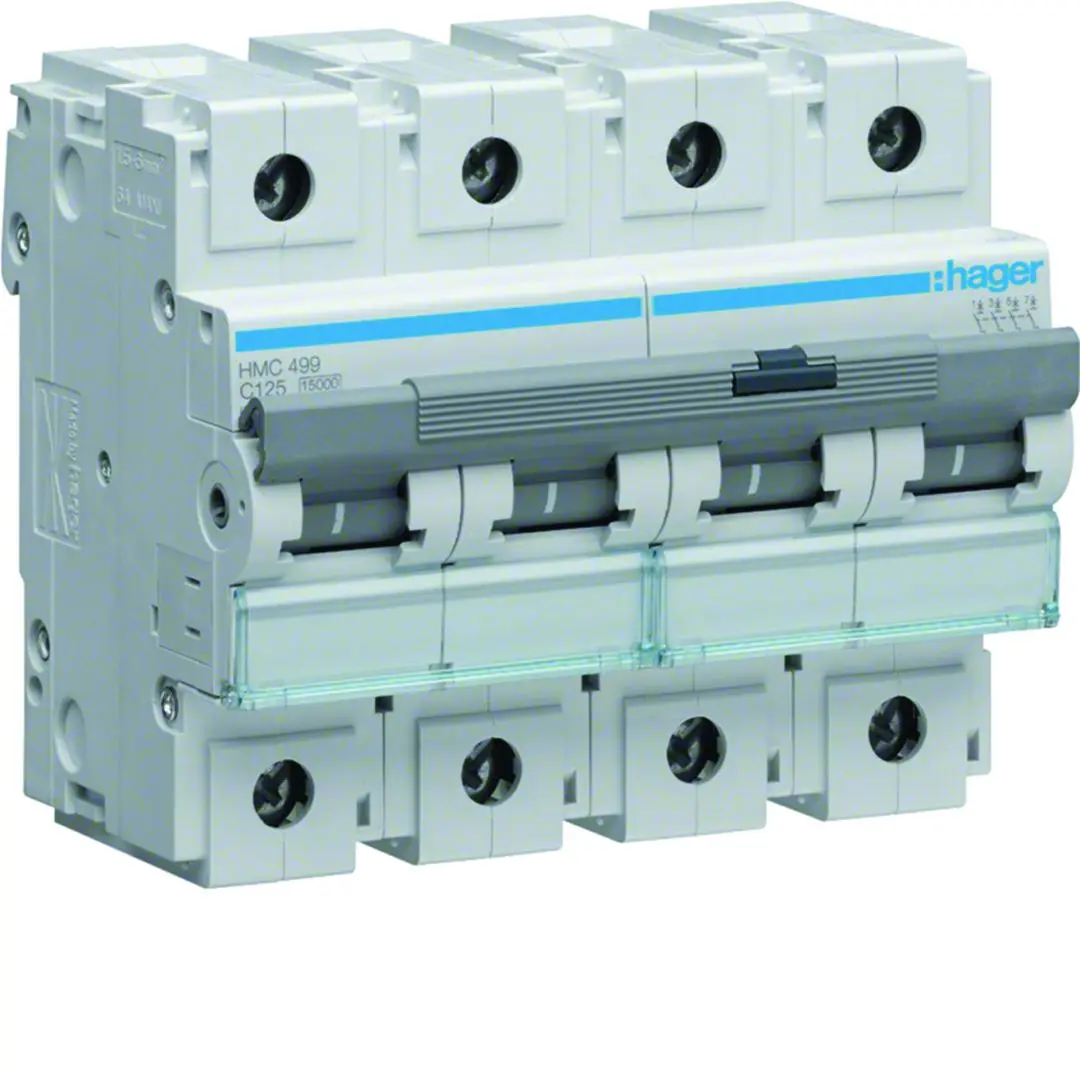 Produktfoto 1 von Hager HMC Miniaturüberlastschalter Typ C, Pol 4-polig 125 A 415 V ac, Abschaltvermögen 15 kA