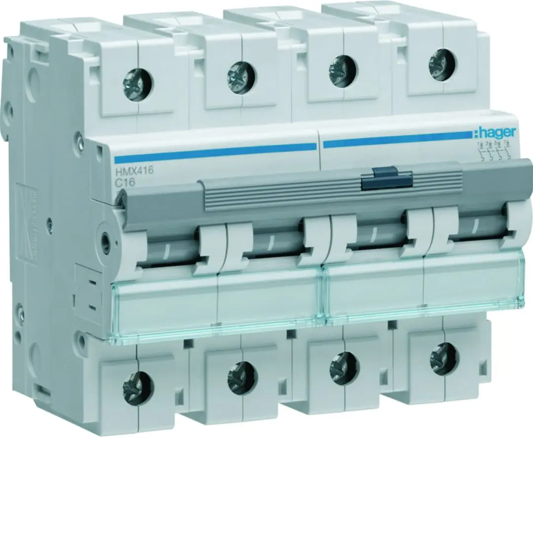 Produktfoto 1 von Hager HMX Miniaturüberlastschalter Typ C, Pol 4-polig 16 A 415 V ac, Abschaltvermögen 50 kA