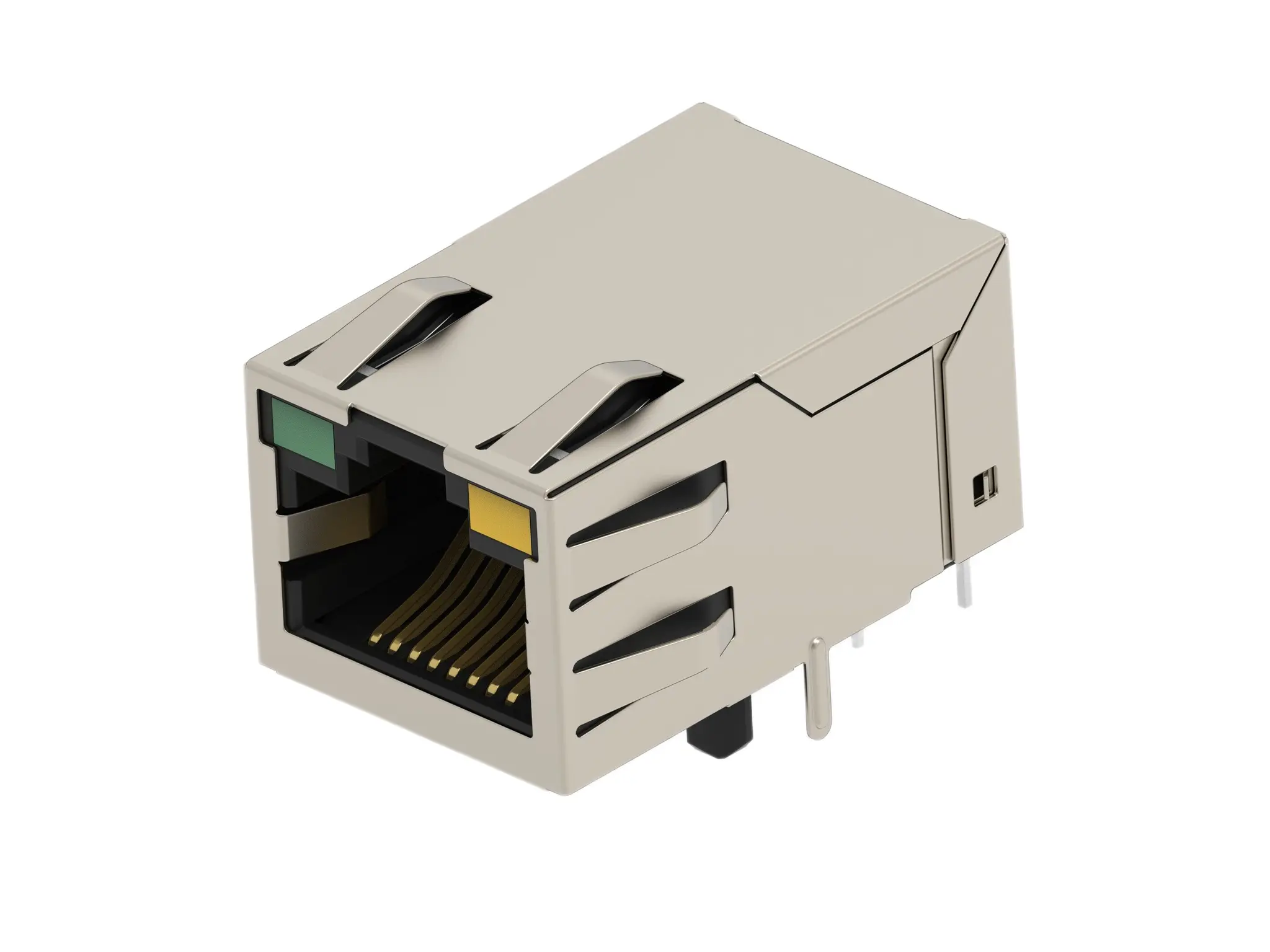 Produktfoto 1 von TE Connectivity 2488960 Buchse Cat.5 Ethernet-Steckverbinder, 1-Port 8-polig Abgeschirmt Bohrung gewinkelt