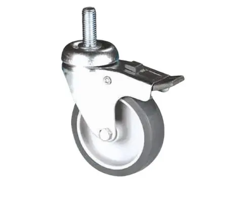 Produktfoto 1 von Guitel Hervieu Gebremst, schwenkbar Lenkrolle, Rad ø 80mm, 50kg, Ges H. 109mm, Gewindebolzen inkl Bremse