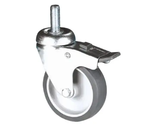 Produktfoto 1 von Guitel Hervieu Gebremst, schwenkbar Lenkrolle, Rad ø 100mm, 60kg, Ges H. 134mm, Gewindebolzen inkl Bremse