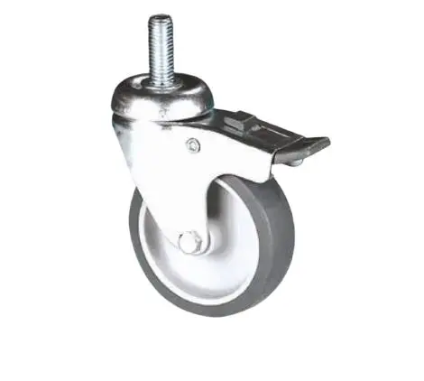 Produktfoto 1 von Guitel Hervieu Gebremst, schwenkbar Lenkrolle, Rad ø 125mm, 70kg, Ges H. 156mm, Gewindebolzen inkl Bremse