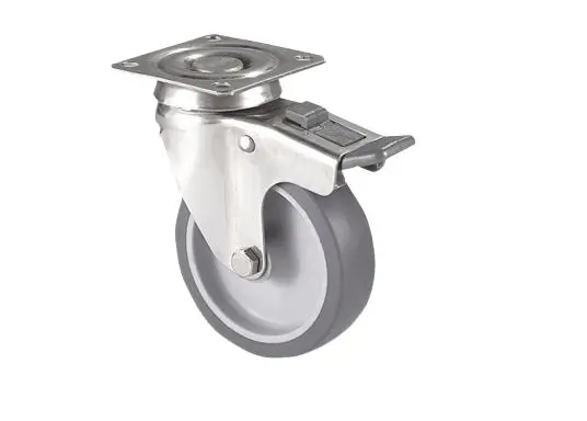 Produktfoto 1 von Guitel Hervieu Gebremst, schwenkbar Lenkrolle, Rad ø 63mm, 60kg, Ges H. 90mm, Platte inkl Bremse