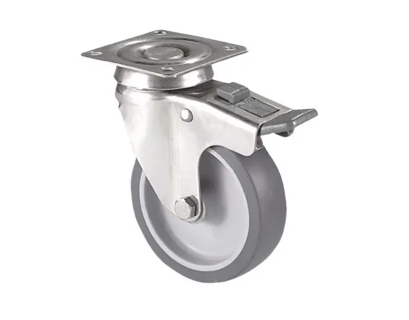 Produktfoto 1 von Guitel Hervieu Gebremst, schwenkbar Lenkrolle, Rad ø 100mm, 80kg, Ges H. 134mm, Platte inkl Bremse