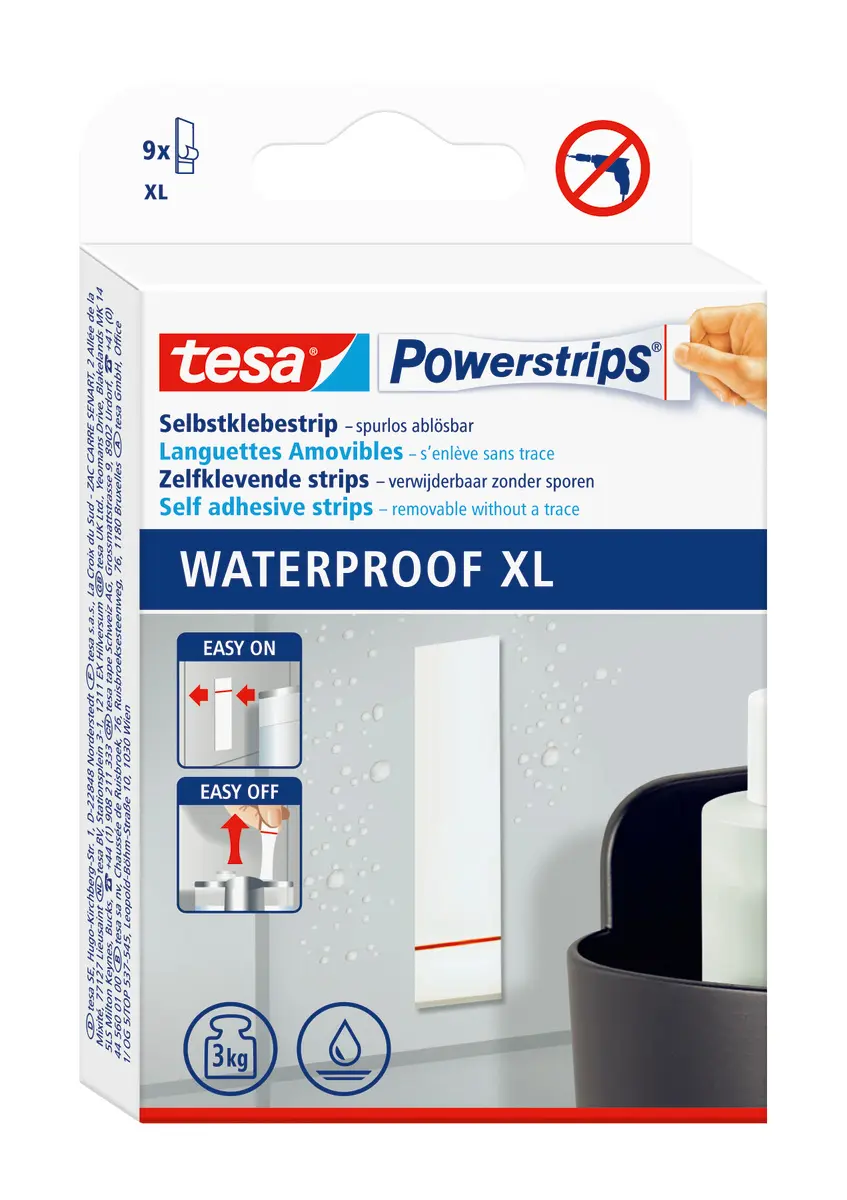 Produktfoto 1 von Tesa Powerstrips XL 40519 Doppelseitiges Klebeband, 15 °C, Stärke 650 μm Synthetisches Gummi