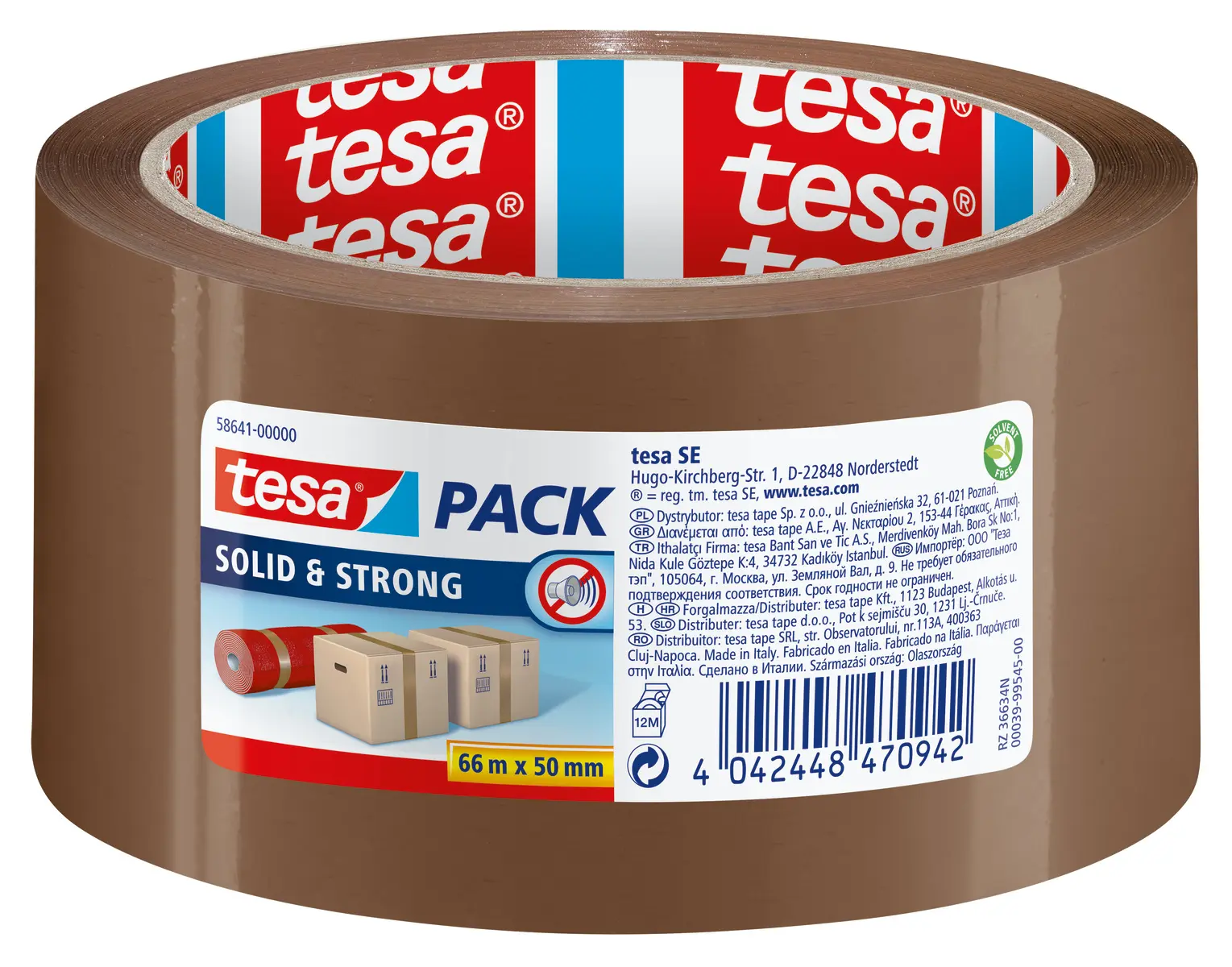Produktfoto 1 von Tesa 58641 Packband, Biaxial orientiertes Polypropylen, Kunstleder, Stärke 60 μm, 50 mm x 66 m