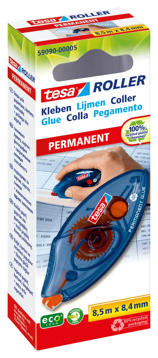 Produktfoto 1 von Tesa Tesa Permanent Gluing ecoLogo disposable Klebstoffe Klebestift Klebe-Kartusche Rot, Einweg