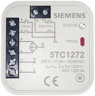 Produktfoto 1 von Siemens 5TC12 Blind- und Rollensteuerschalter 5 A T. 20 mm H. 47.5 mm B. 47.5 mm