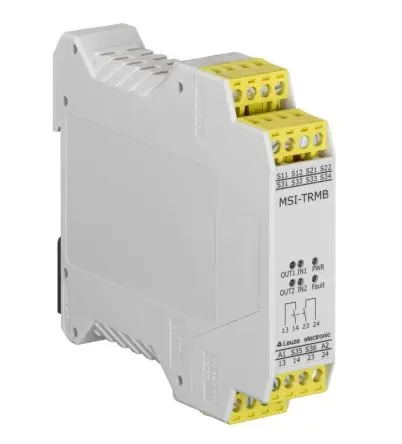Produktfoto 1 von Leuze MSI-TRM Sicherheitsrelais, 2 Sicherheitskontakte, Automatisch und manuell IEC/EN 61496, c UL US, EN ISO 13849-1,