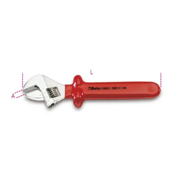 Produktfoto 1 von BETA VDE 1000V zugelassen Schraubenschlüssel Einstellbar Nicht parkend, Gerade Griff, Backenweite 30 mm