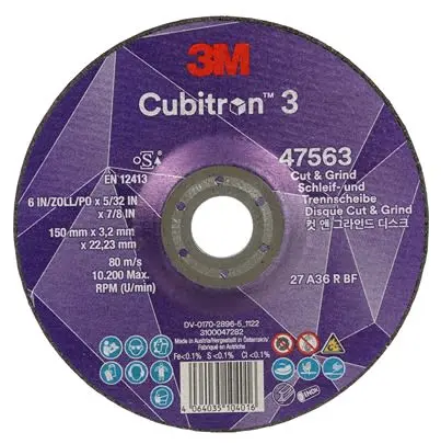 3M 3M Cubitron 3 Präzisionskorn Ø 150 mm / Stärke 3.2 mm, Korngröße 36 36 10