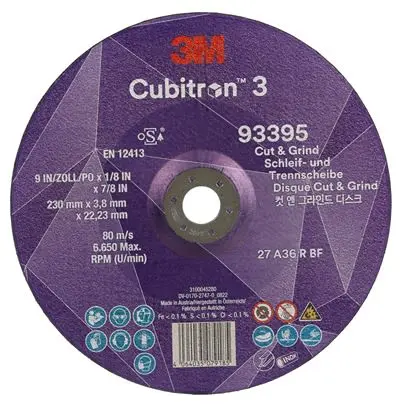 Produktfoto 1 von 3M 3M Cubitron 3 Präzisionskorn Ø 230 mm / Stärke 3.8 mm, Korngröße 36 36 10