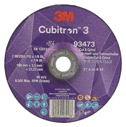 Produktfoto 1 von 3M Cubitron 3 Präzisionskorn Ø 180 mm / Stärke 3.7 mm, Korngröße 36 36 10