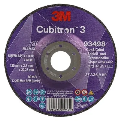 3M 3MTM CubitronTM 3 Präzisionskorn Ø 125 mm / Stärke 3.2 mm, Korngröße 36 36 10