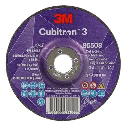 3M 3MTM CubitronTM 3 Präzisionskorn Ø 100 mm / Stärke 4.2 mm, Korngröße 36 36 10