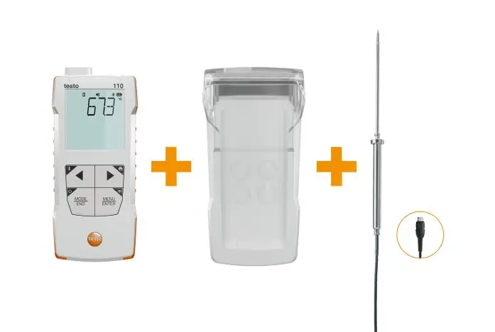 Produktfoto 1 von Testo Digitales Thermometer, TESTO 110, Oberfläche, 1 bis 800 °C 0.3, 0.3 % max, Messelement Typ Generell
